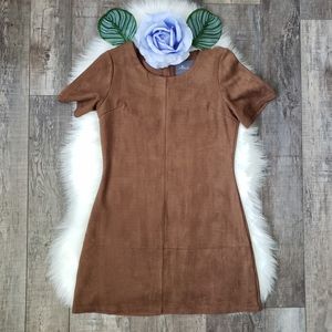 🐏👢🐎 Brown Faux Suede Dress